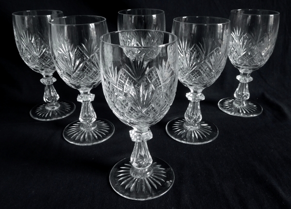 Baccarat crystal water glass, Douai pattern sophisticated variant - 16.4cm