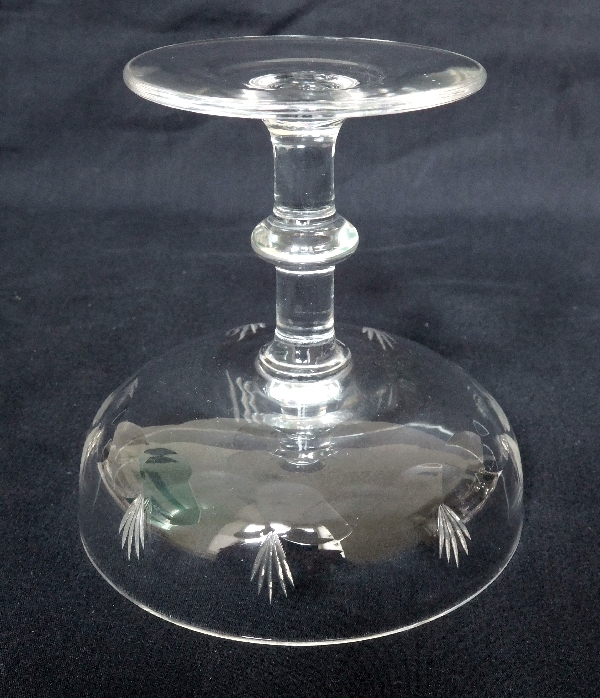 Baccarat crystal champagne glass, scale and palm cut pattern