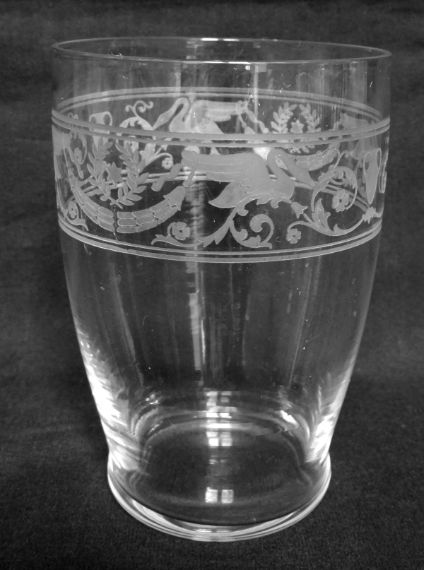 Baccarat crystal water glass, Empire-style gobelet engraved with swans