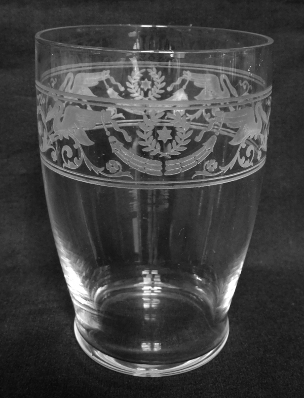 Baccarat crystal water glass, Empire-style gobelet engraved with swans