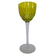 Baccarat crystal hock glass, Epron pattern, green overlay crystal