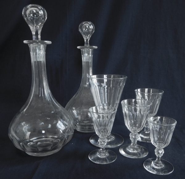 Baccarat crystal wine decanter / bottle, 19th century circa 1850 - 27cm