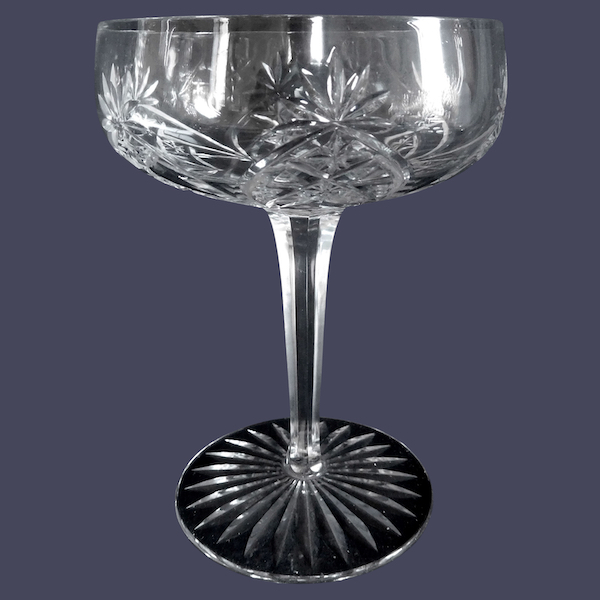 Baccarat crystal champagne glass, 9232 shape and 9255 pattern, late 19th century