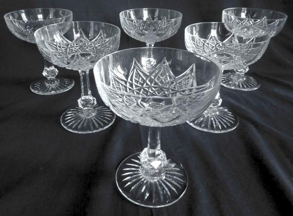 Baccarat crystal champagne glass, 9232 shape and 9255 pattern, late 19th century