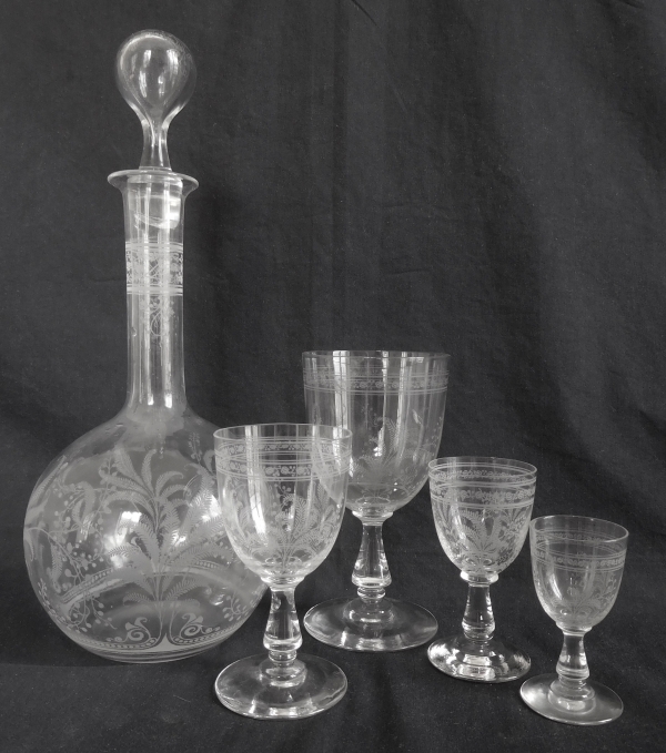 Baccarat crystal liquor decanter, Fougères pattern (ferns)