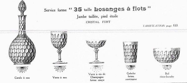 Verre à vin du Rhin en cristal de Baccarat, modèle GG taille losanges à flots