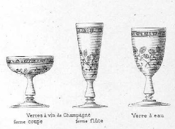 Verre à eau en cristal de Baccarat, modèle à gravure de feuilles et fleurs stylisées (décor 4360)