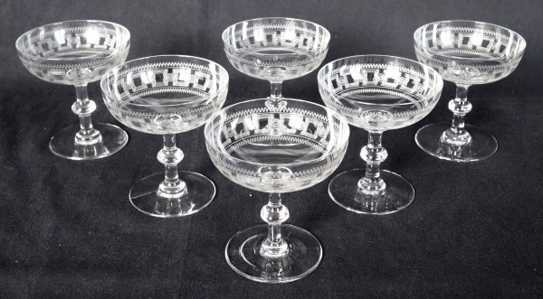 Baccarat crystal champagne cup, engraved crystal pattern 3458