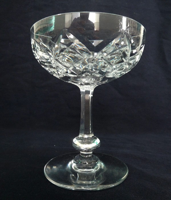 Baccarat crystal champagne glass, Harfleur pattern - signed
