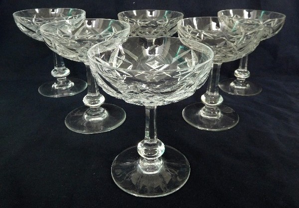 Baccarat crystal champagne glass, Harfleur pattern - signed