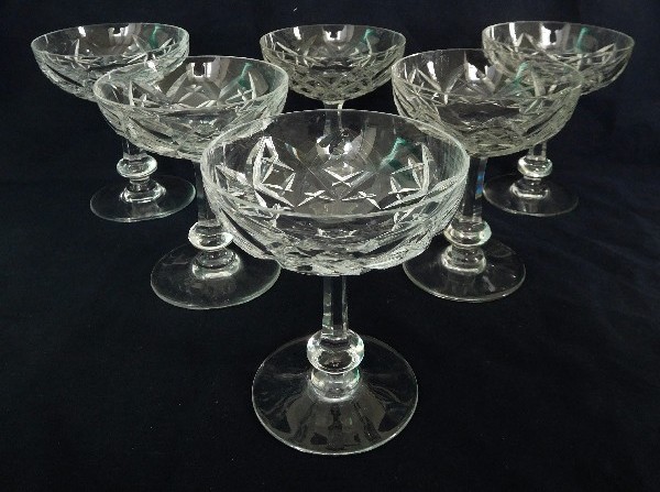 Baccarat crystal champagne glass, Harfleur pattern - signed