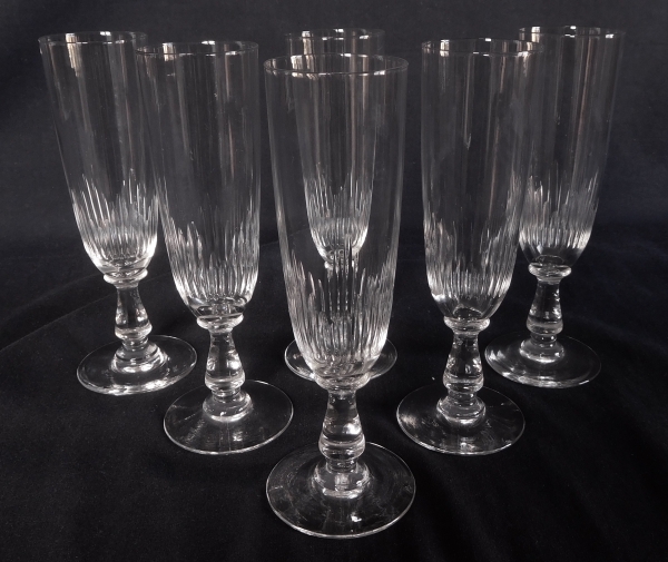 Flûte à champagne en cristal de Baccarat, modèle Jeux d'Orgues de côtes creuses