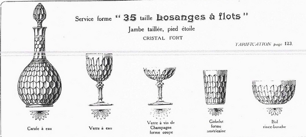 Carafe en cristal de Baccarat, modèle Juvisy (service Officiel De l'Elysée) rehaussé à l'or fin - étiquette d'origine