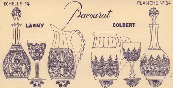 Carafe à eau / pichet / broc en cristal de Baccarat, modèle Lagny - signée
