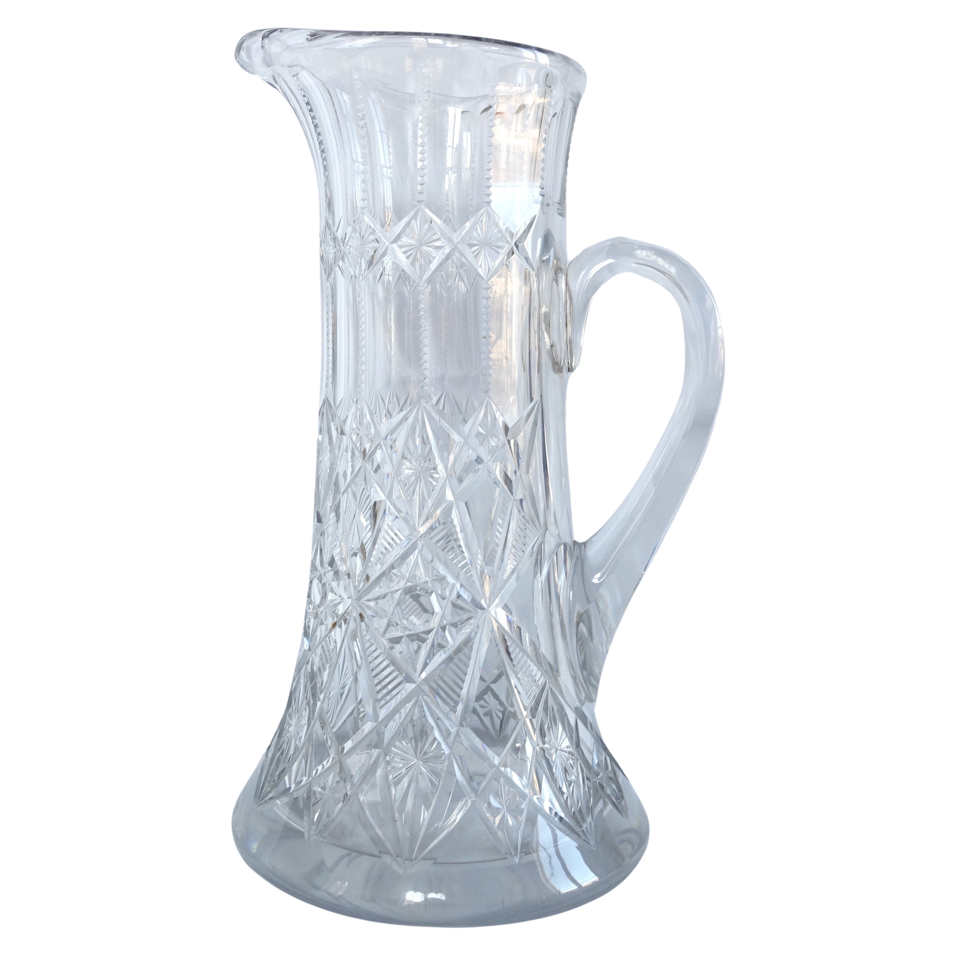 Baccarat crystal tall beer pitcher, rare collector circa 1900, Lagny pattern - sticker