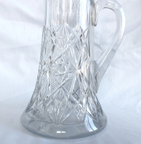 Baccarat crystal tall beer pitcher, rare collector circa 1900, Lagny pattern - sticker