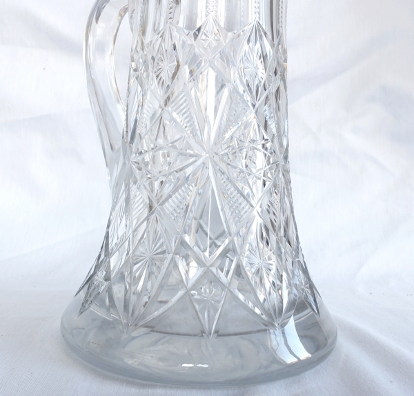 Baccarat crystal tall beer pitcher, rare collector circa 1900, Lagny pattern - sticker