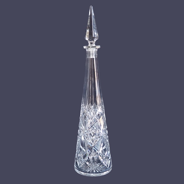 Tall Baccarat crystal wine decanter, Lagny pattern