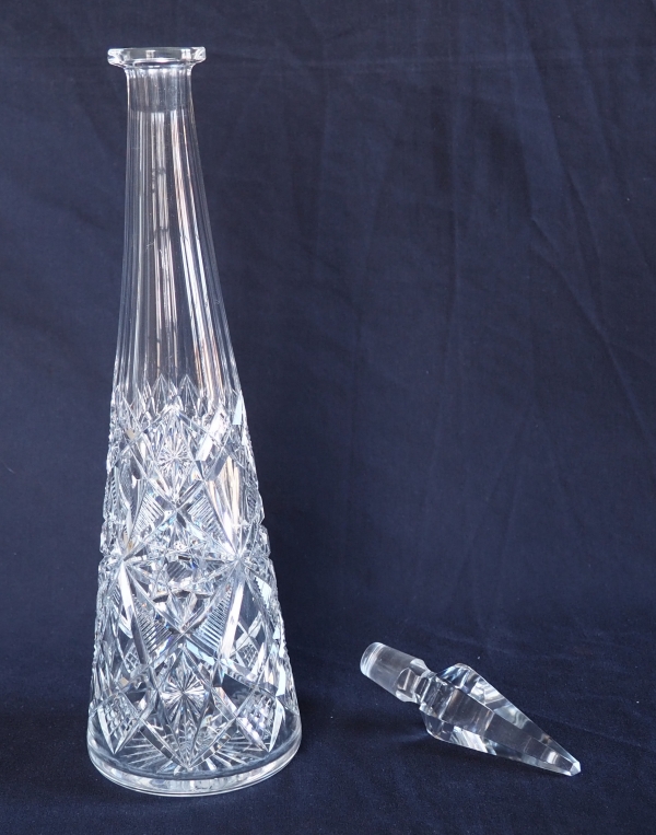 Tall Baccarat crystal wine decanter, Lagny pattern