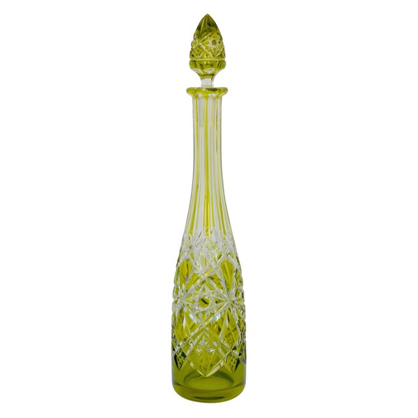 Carafe à liqueur en cristal de Baccarat overlay vert chartreuse, modèle Lagny