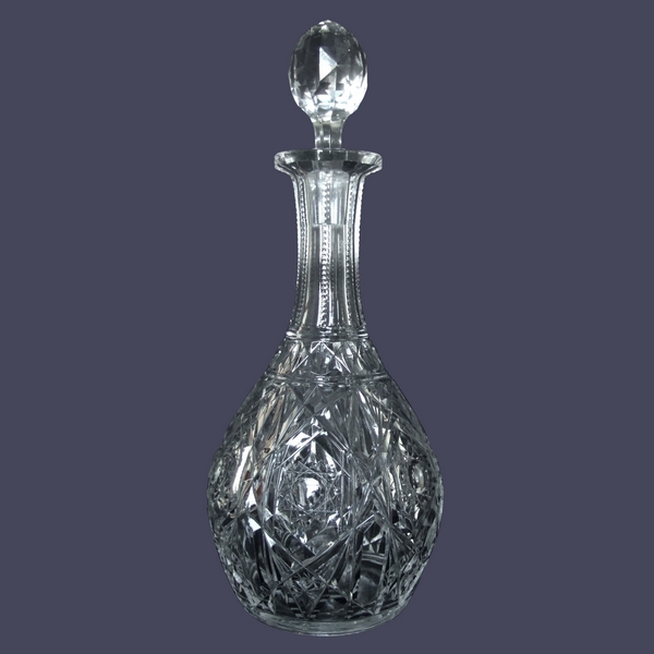 Baccarat crystal water decanter, Lagny pattern - signed - 31.5cm