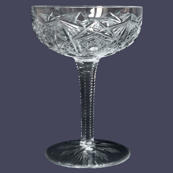 Baccarat crystal champagne glass, Lagny pattern - signed