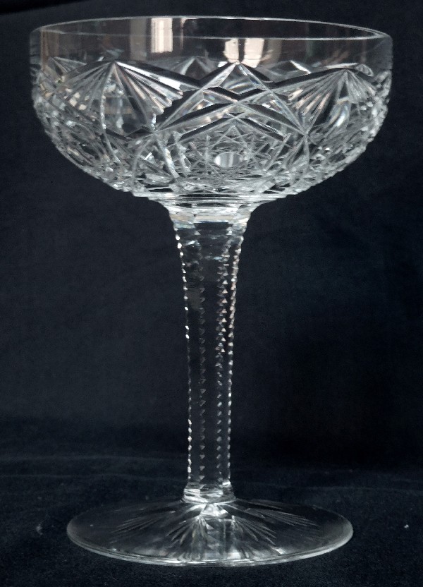 Baccarat crystal champagne glass, Lagny pattern - signed