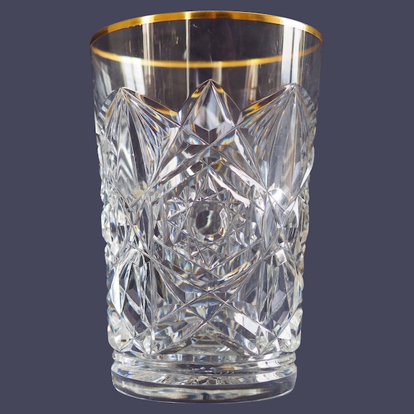 Baccarat crystal orange juice glass, Lagny pattern gilt with fine gold