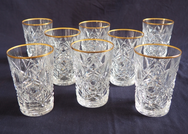 Baccarat crystal orange juice glass, Lagny pattern gilt with fine gold