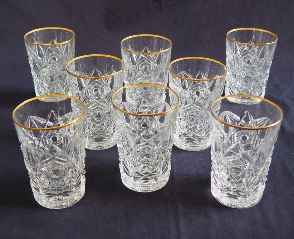 Baccarat crystal orange juice glass, Lagny pattern gilt with fine gold