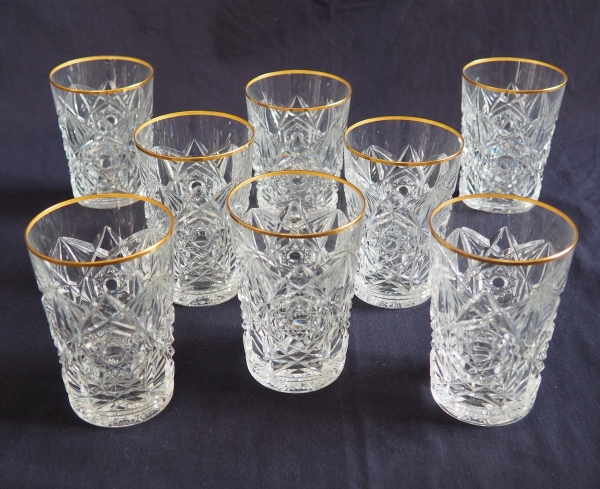 Baccarat crystal orange juice glass, Lagny pattern gilt with fine gold