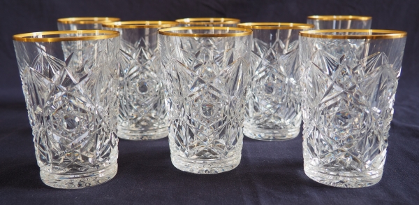 Baccarat crystal orange juice glass, Lagny pattern gilt with fine gold