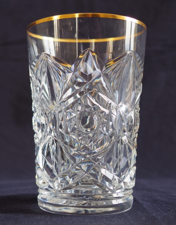Baccarat crystal orange juice glass, Lagny pattern gilt with fine gold