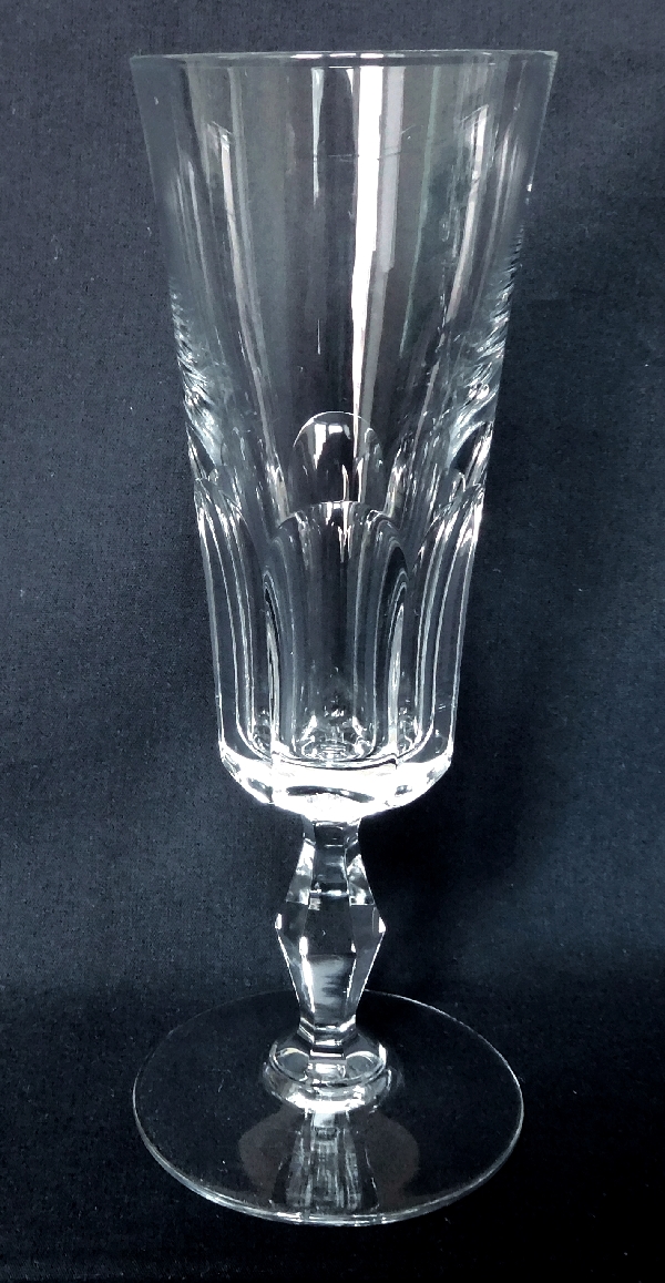 Baccarat crystal champagne flute, Lauzun pattern - signed