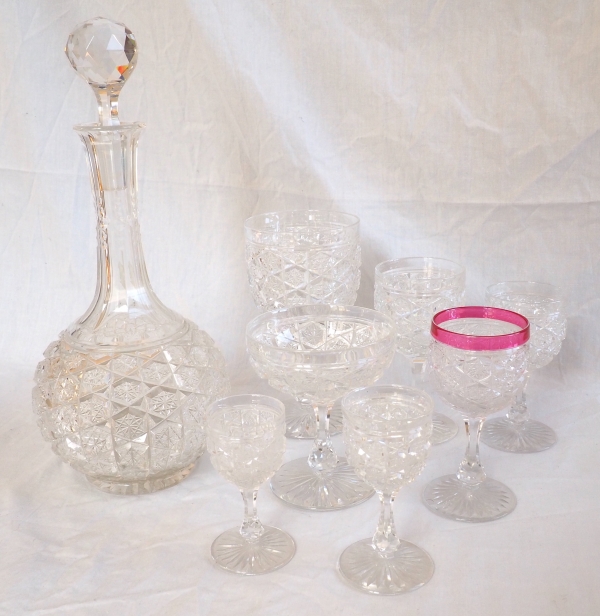 Baccarat crystal roemer / hock glass, Lorient pattern - pink crystal