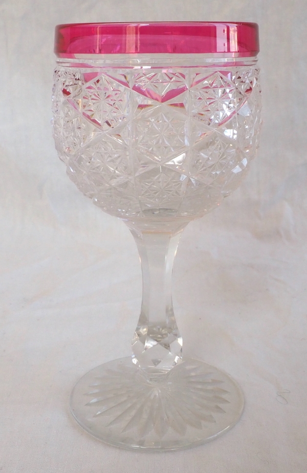 Baccarat crystal roemer / hock glass, Lorient pattern - pink crystal