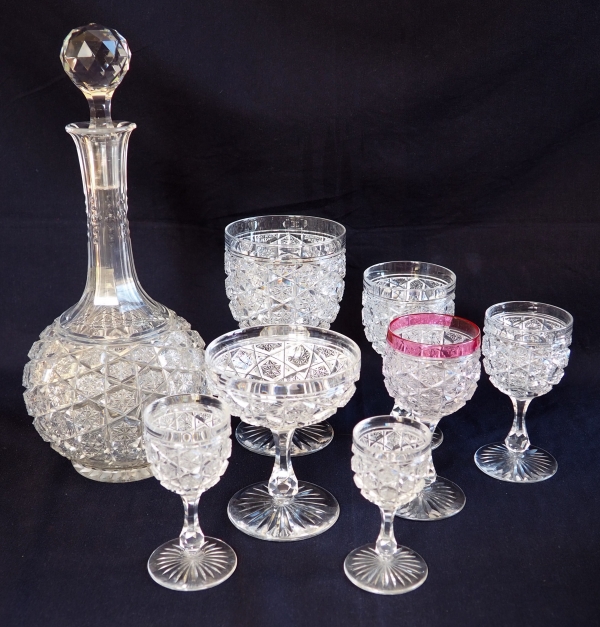 Baccarat crystal water glass, Lorient pattern - 16.6cm