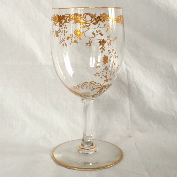 Baccarat crystal water glass, Louis XV Gold pattern - 17.3cm