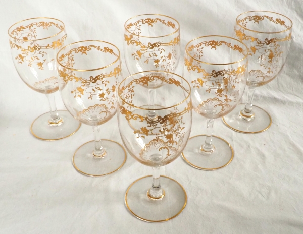 Baccarat crystal water glass, Louis XV Gold pattern - 17.3cm