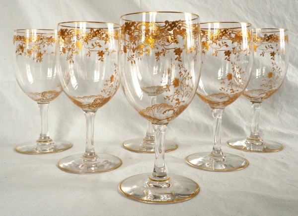 Baccarat crystal water glass, Louis XV Gold pattern - 17.3cm