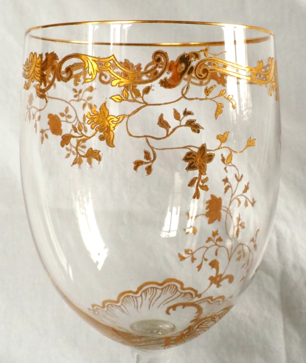Baccarat crystal water glass, Louis XV Gold pattern - 17.3cm