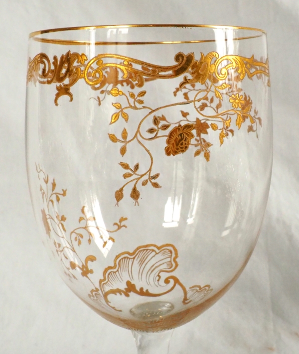 Baccarat crystal water glass, Louis XV Gold pattern - 17.3cm