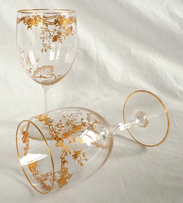 Baccarat crystal water glass, Louis XV Gold pattern - 17.3cm