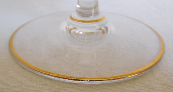 Baccarat crystal water glass, Louis XV pattern enhanced with fine gold