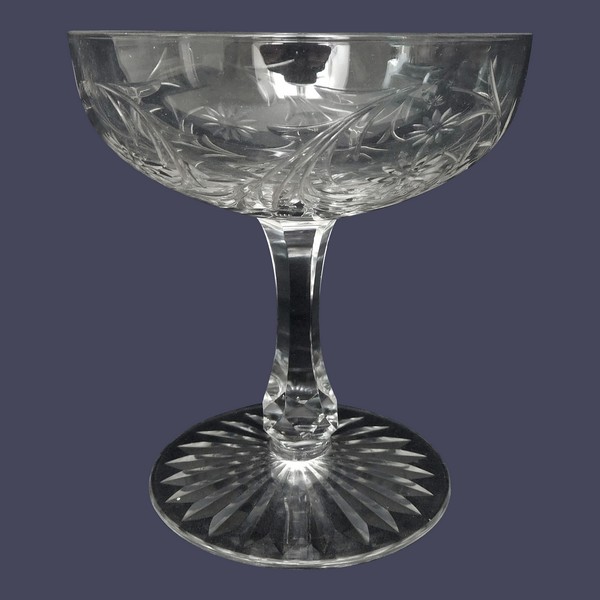 Baccarat crystal champagne glass, Maintenon pattern