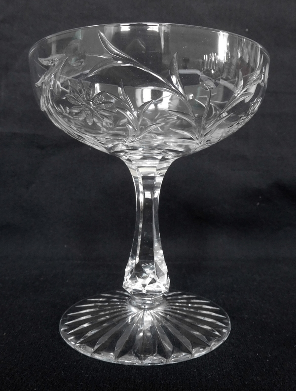 Baccarat crystal champagne glass, Maintenon pattern