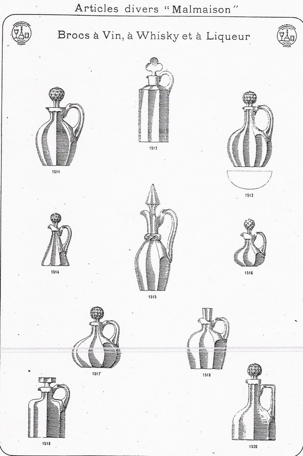 Broc / flacon à whisky en cristal de Baccarat taillé, modèle Malmaison - signé