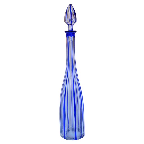 Carafe à vin du Rhin en cristal de Baccarat overlay bleu, modèle Malmaison