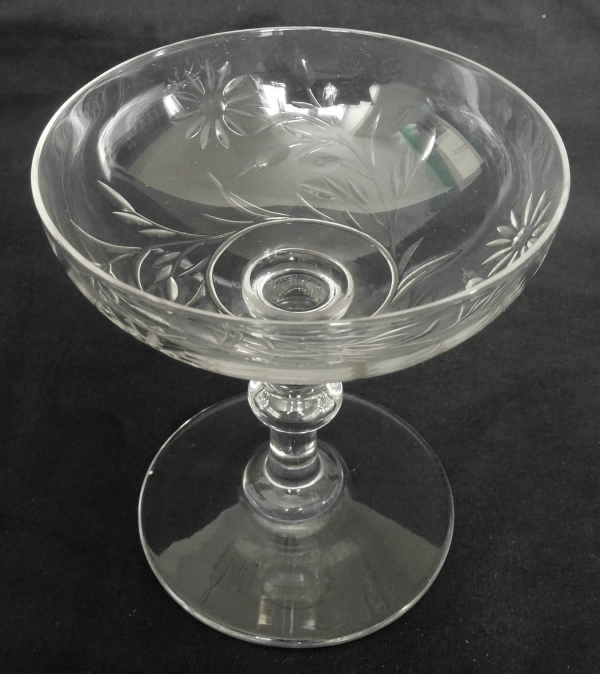 Baccarat crystal champagne glass, cut crystal, daisies pattern