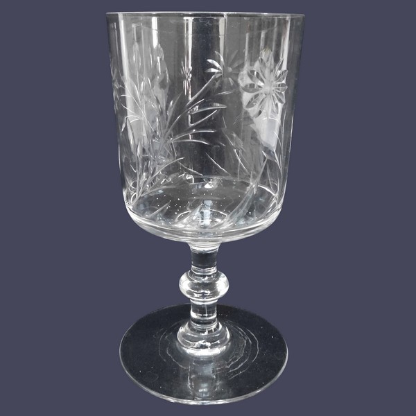Baccarat crystal water glass, cut crystal, daisies pattern - 13.5cm